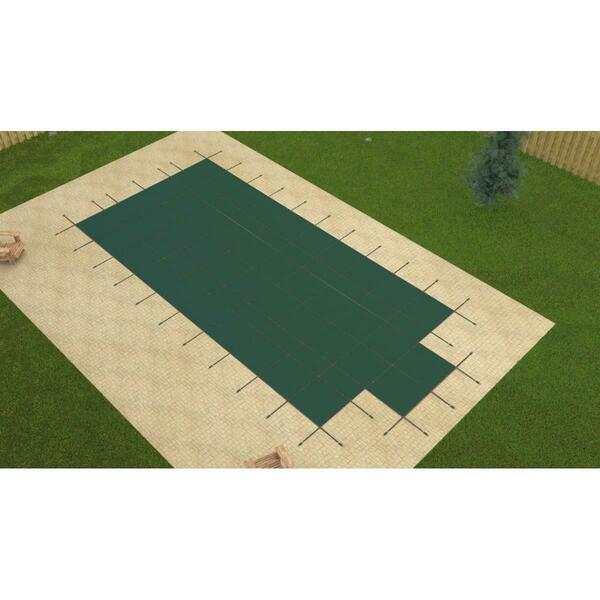Gli Pro 16 x 36 ft. Rectangular Green Mesh Safety Cover with Center End Step 201636RECES48SAPGRN